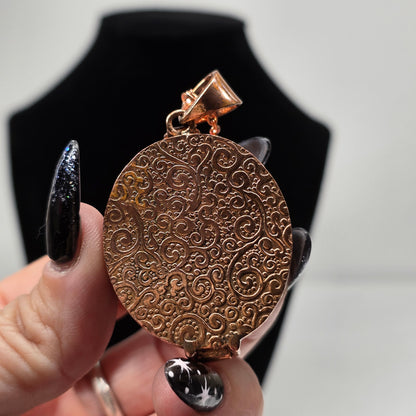 Obsidian Bat Copper Locket Box Necklace | 22" S-Hook Chain