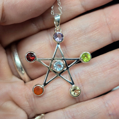 Pentacle Crystal s925 Necklace | 18" Sterling Silver