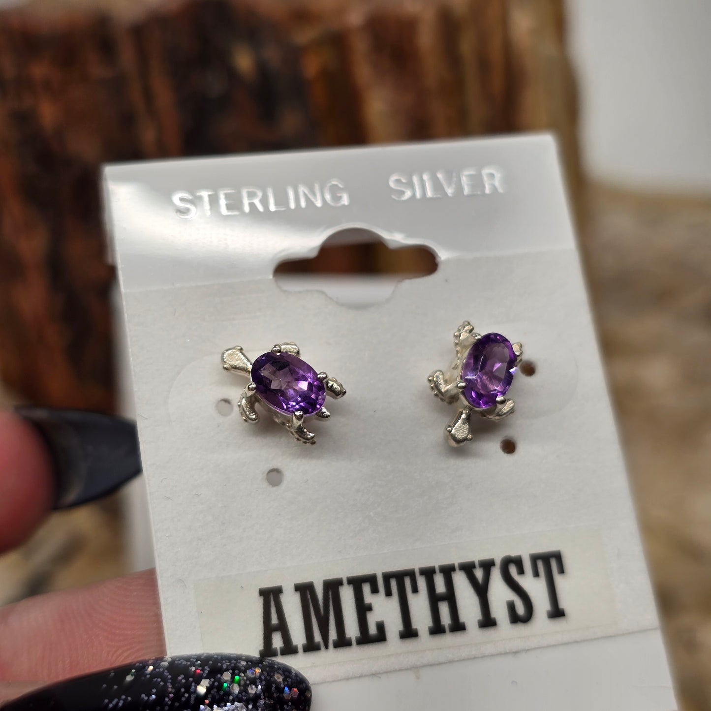 Crystal Cut Sterling Silver Turtle Stud Earrings