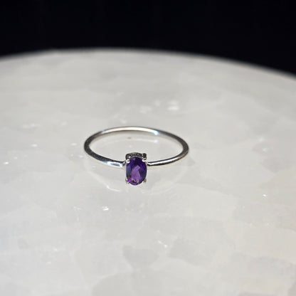 Amethyst Crystal Sterling Silver Ring sz9