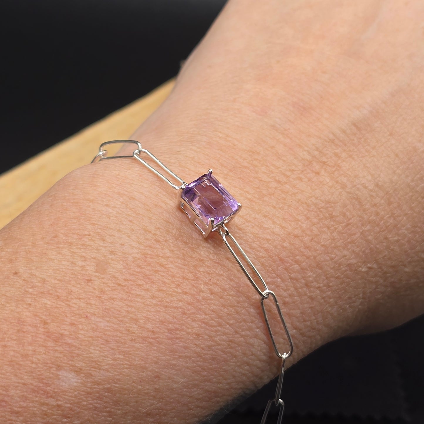 Amethyst Chain Link Bracelet | Sterling Silver (s925)