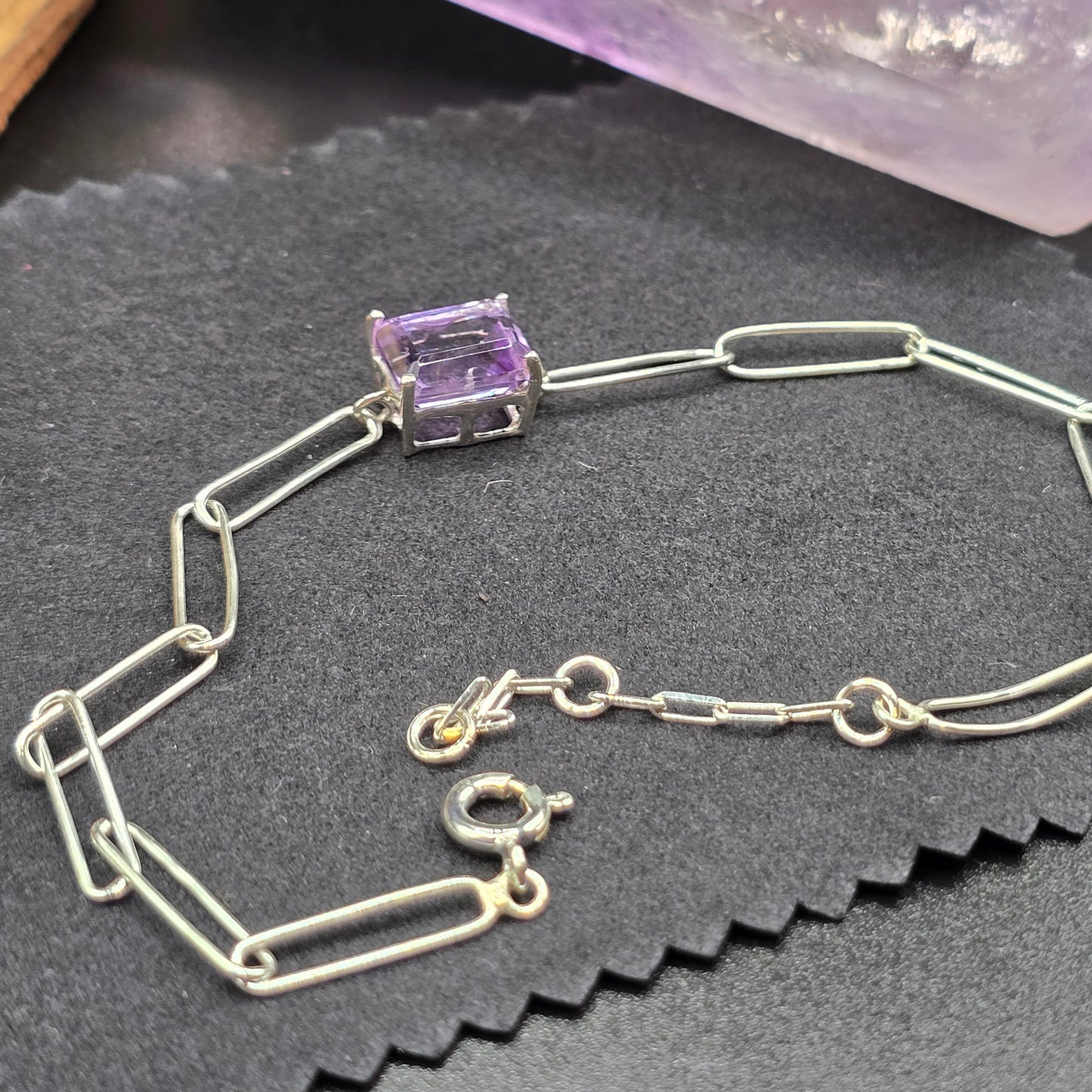 Amethyst Chain Link Bracelet | Sterling Silver (s925)