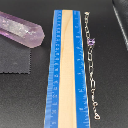 Amethyst Chain Link Bracelet | Sterling Silver (s925)