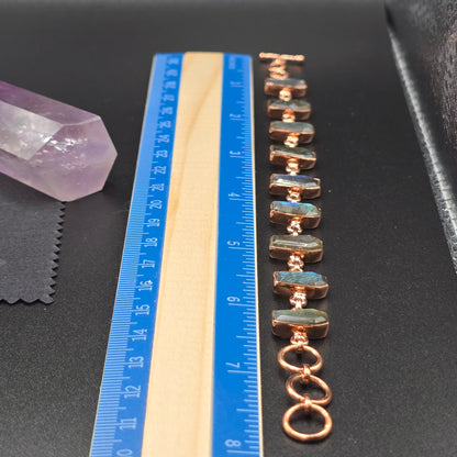 Labradorite Coffin Cut Bracelet | Copper Chain