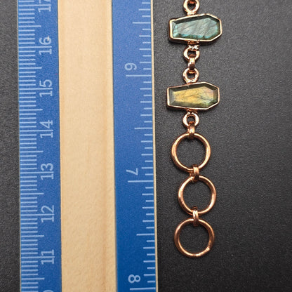 Labradorite Coffin Cut Bracelet | Copper Chain