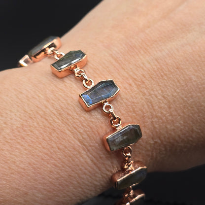 Labradorite Coffin Cut Bracelet | Copper Chain