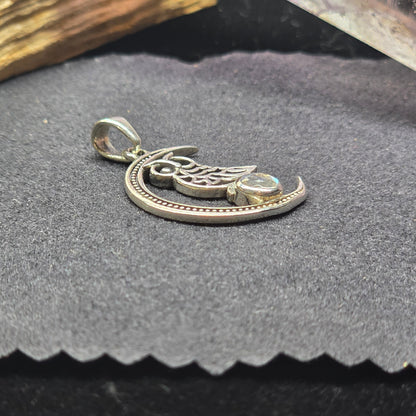 Moon & Owl Labradorite Pendant | Sterling Silver (s925)