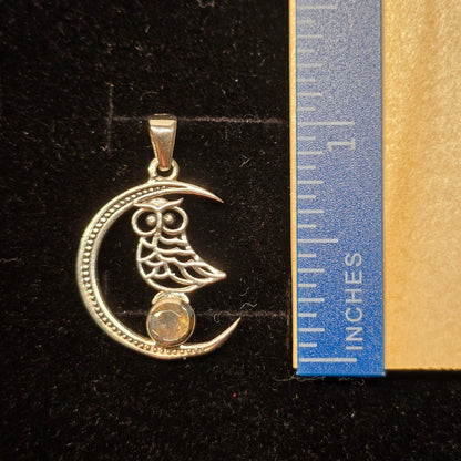 Moon & Owl Labradorite Pendant | Sterling Silver (s925)