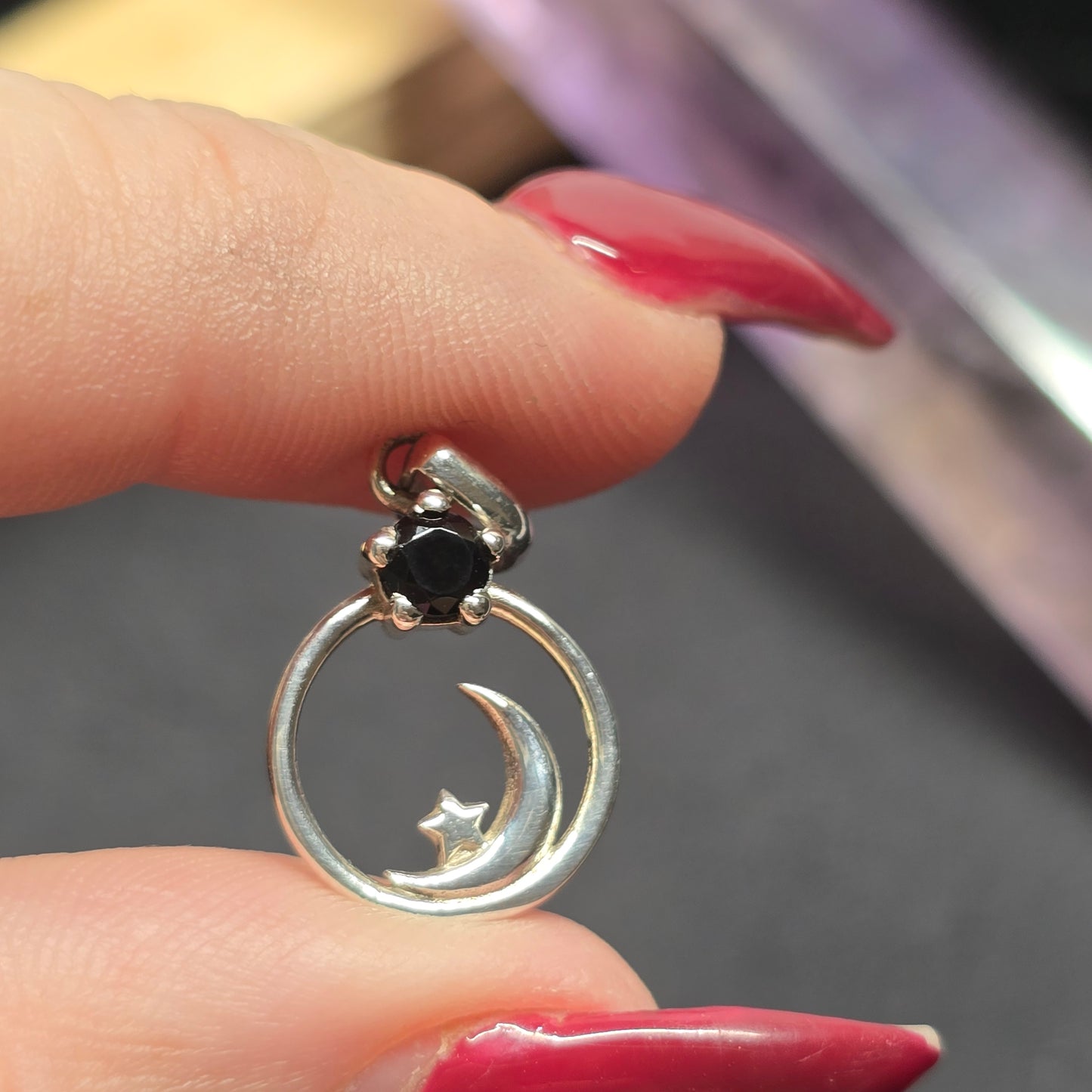 Moon & Star Black Onyx Pendant | Sterling Silver (s925)