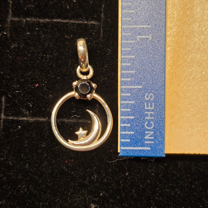 Moon & Star Black Onyx Pendant | Sterling Silver (s925)