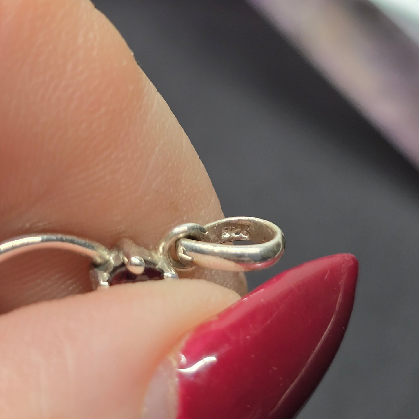 Moon & Star Garnet Pendant | Sterling Silver (s925)