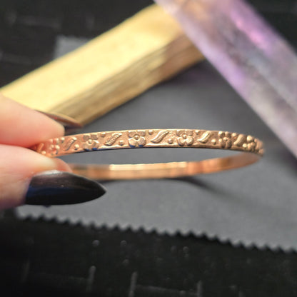 Engraved Copper Bangle Bracelet