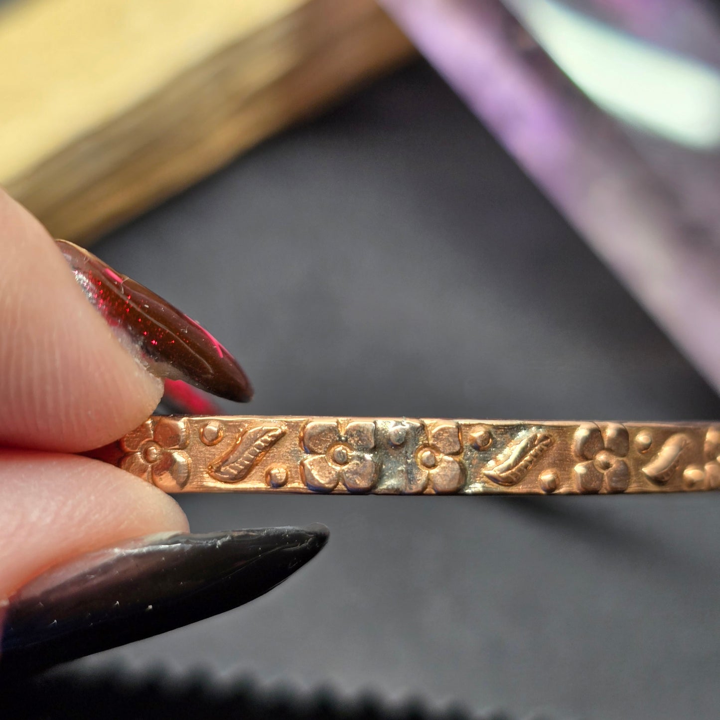 Engraved Copper Bangle Bracelet