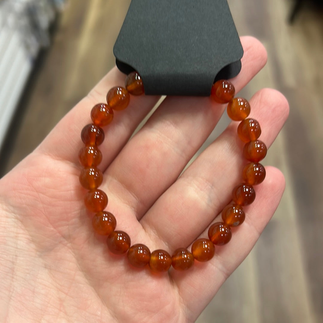 Carnelian Bracelet | Natural Crystal Stone Bead Stretch Bracelet
