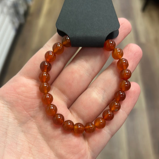 Carnelian Bracelet | Natural Crystal Stone Bead Stretch Bracelet