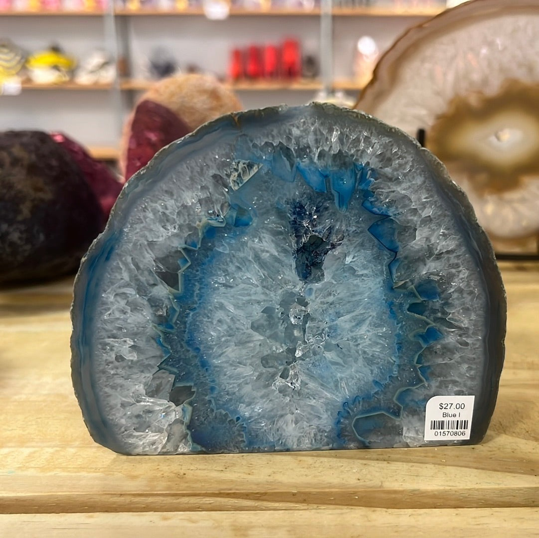 Polished Dyed Agate Geodes w/ Cut Bases