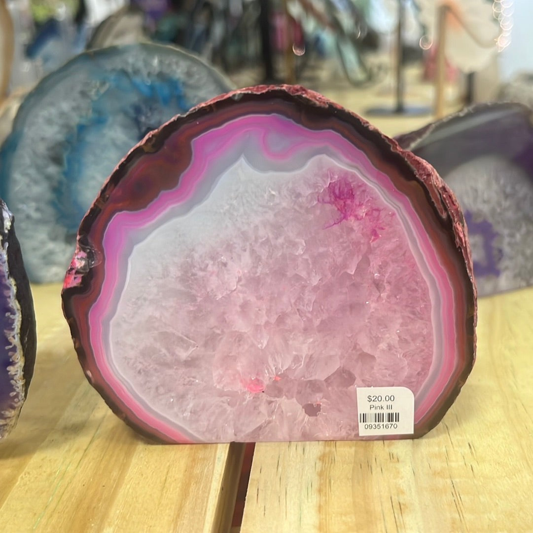 Polished Dyed Agate Geodes w/ Cut Bases