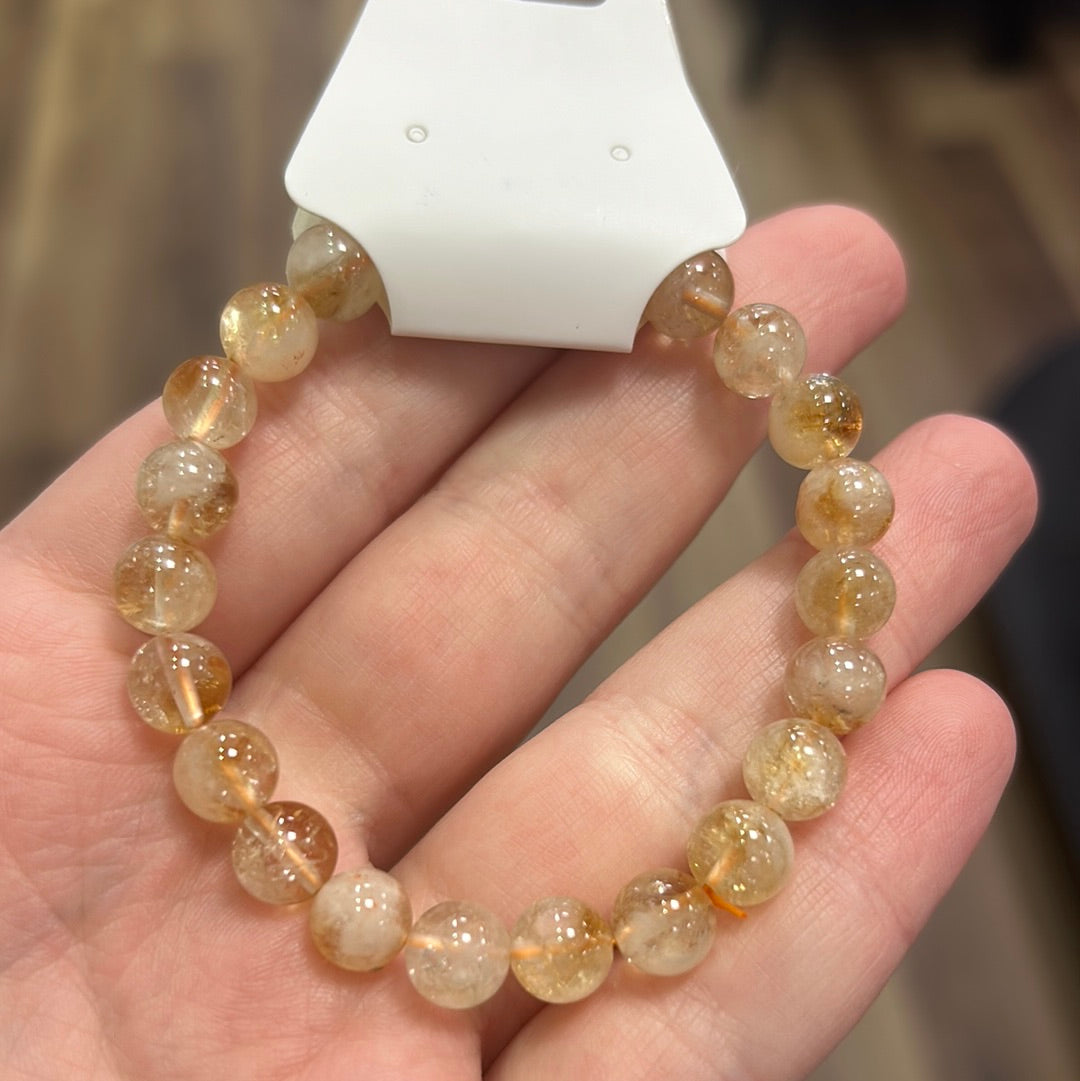 Citrine Bracelet | Natural Crystal Stone Bead Stretch Bracelet