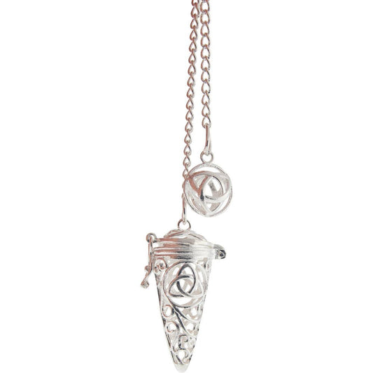 Chambered Pendulum Antique Silver Triquetra (Each)