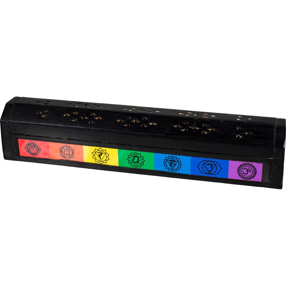 7 Chakra Wood Coffin Incense Burner