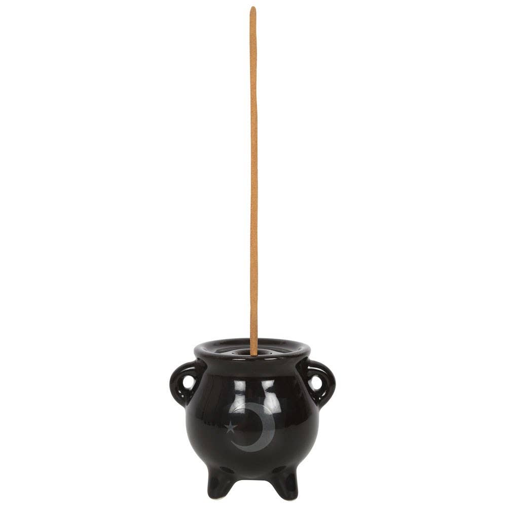 Gothic Mystical Moon Cauldron Ceramic Incense Holder