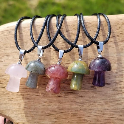 Mini Crystal Mushroom Necklace