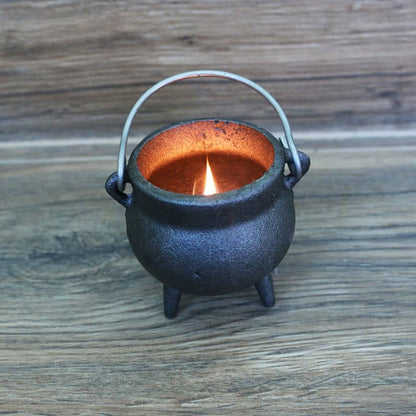 Triquetra Mini Cast Iron Cauldron 3.5 inch with Lid