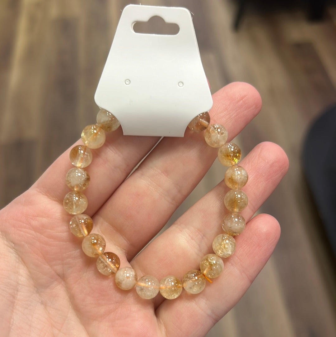 Citrine Bracelet | Natural Crystal Stone Bead Stretch Bracelet