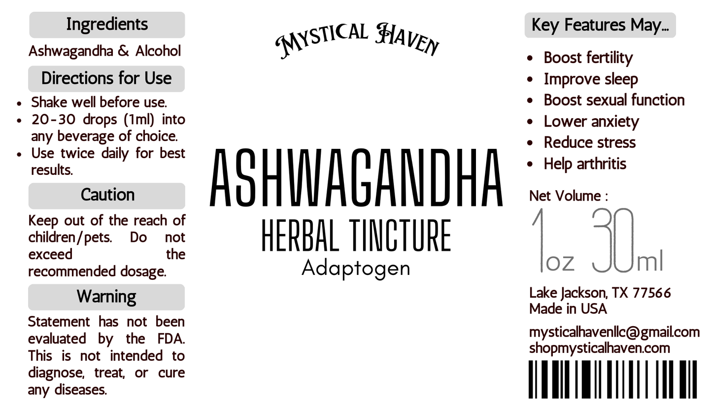 Ashwagandha | Herbal Tincture | Adaptogen | Aphrodisiac