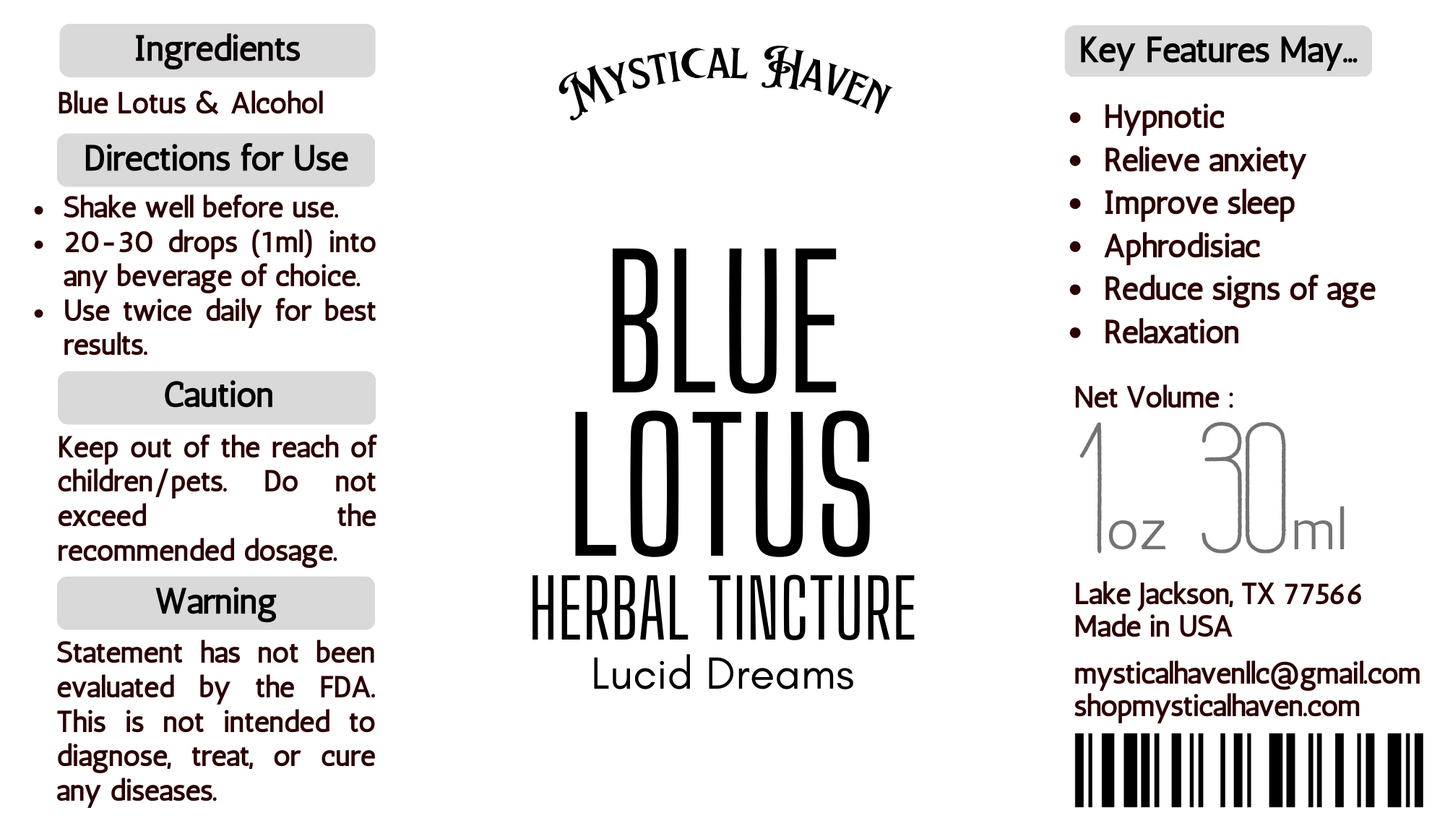 Blue Lotus | Herbal Tincture | Lucid Dreams | Sacred Blue Lily