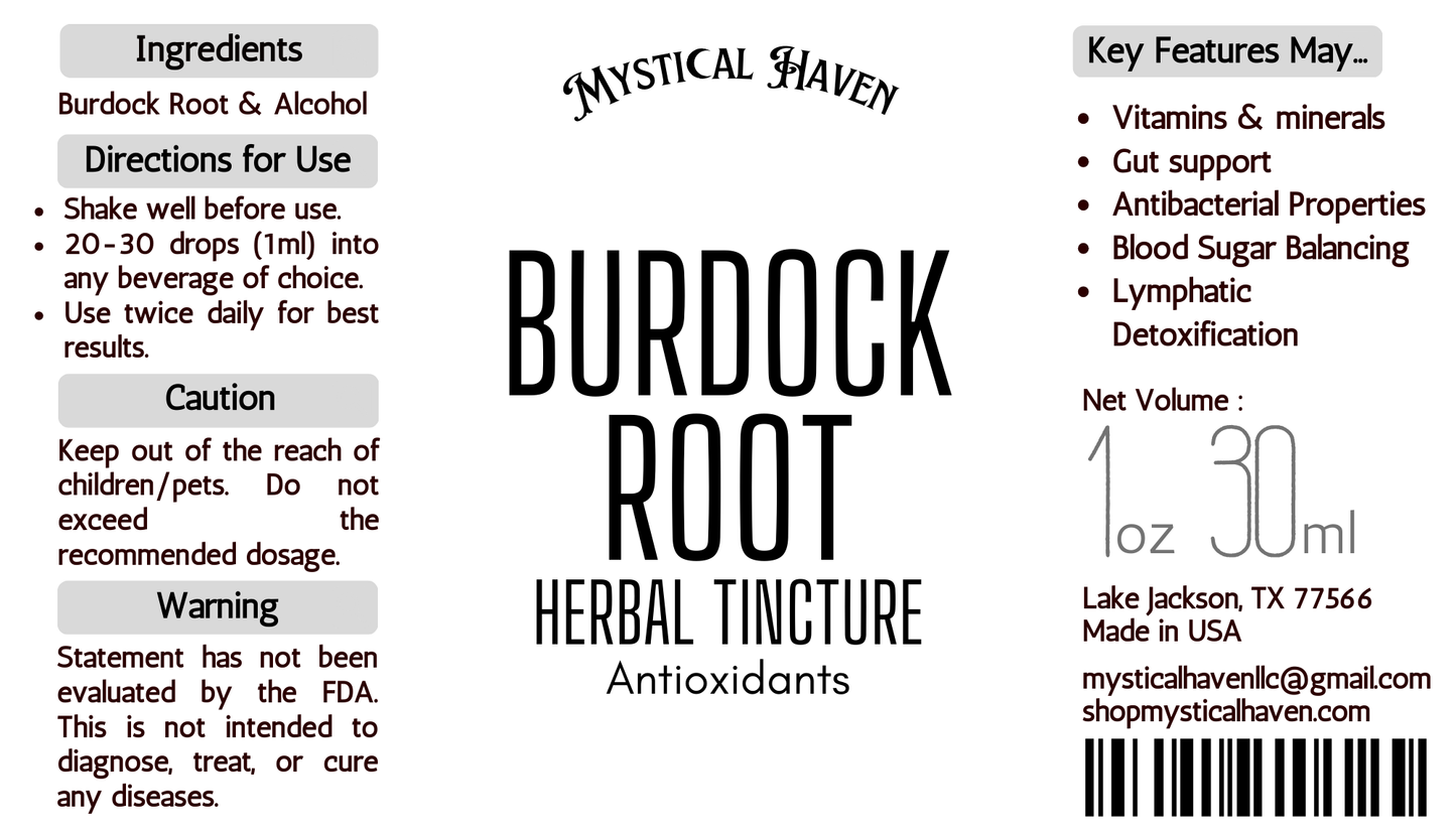 Burdock Root | Herbal Tincture | Antioxidants