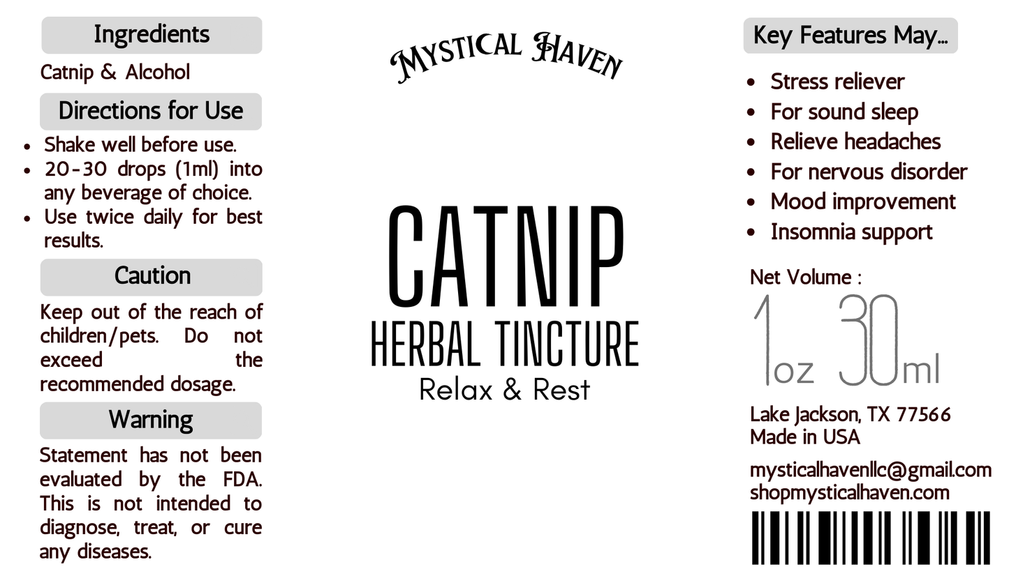 Catnip | Herbal Tincture | Sleep | Anxiolytic