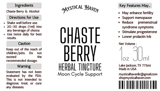 Chaste Berry | Herbal Tincture | PMS Support | Fertility