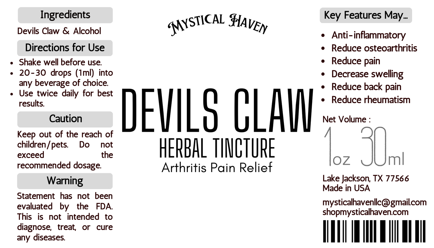 Devils Claw | Herbal Tincture | Arthritis | Osteoarthritis