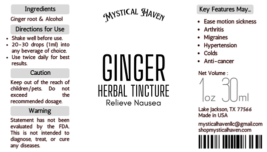 Ginger | Herbal Tincture | Relieve Nausea