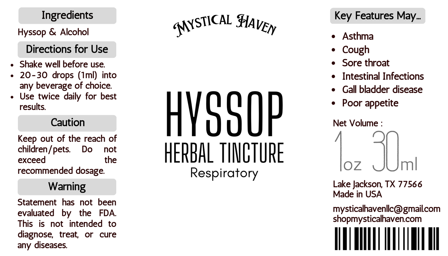 Hyssop | Herbal Tincture | Respiratory