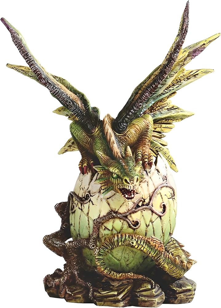 Dragon hatching from egg figurine