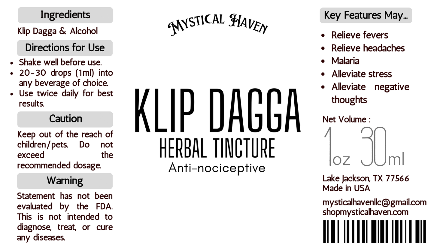 Klip Dagga | Herbal Tincture | Anti-nociceptive