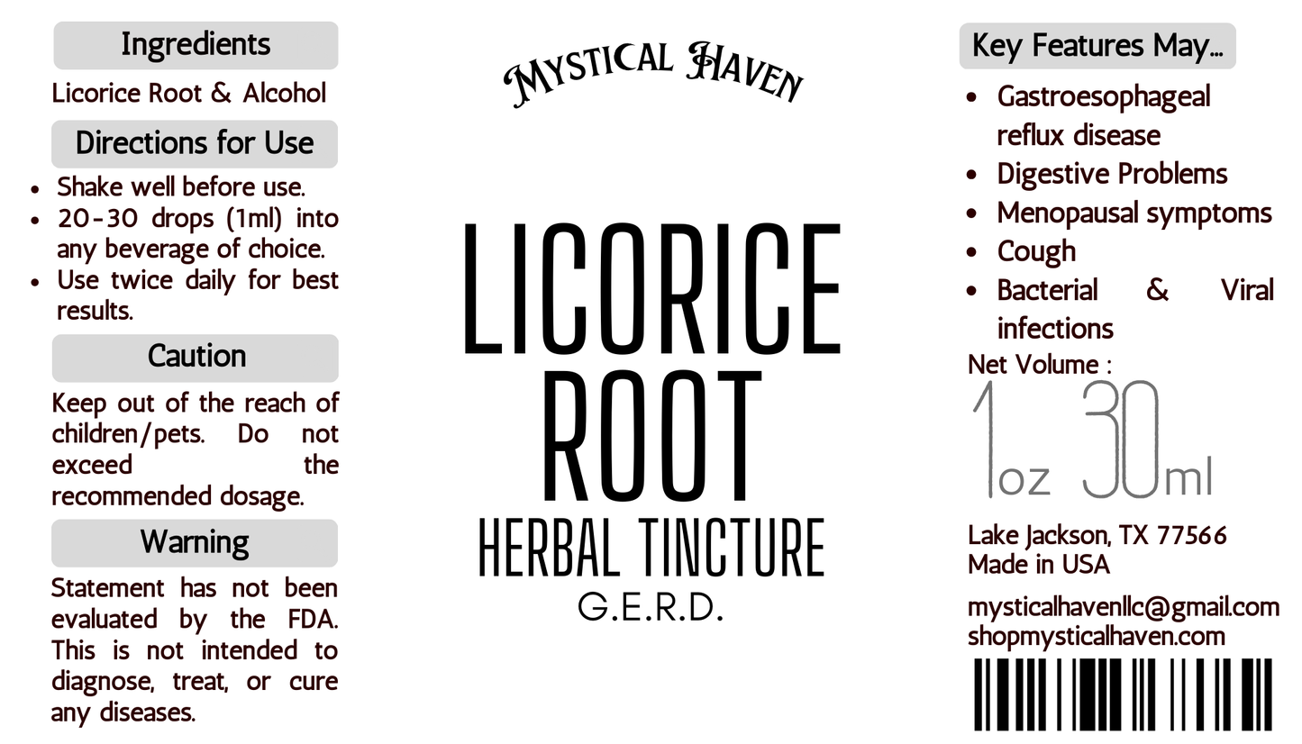 Licorice Root | Herbal Tincture | GERD