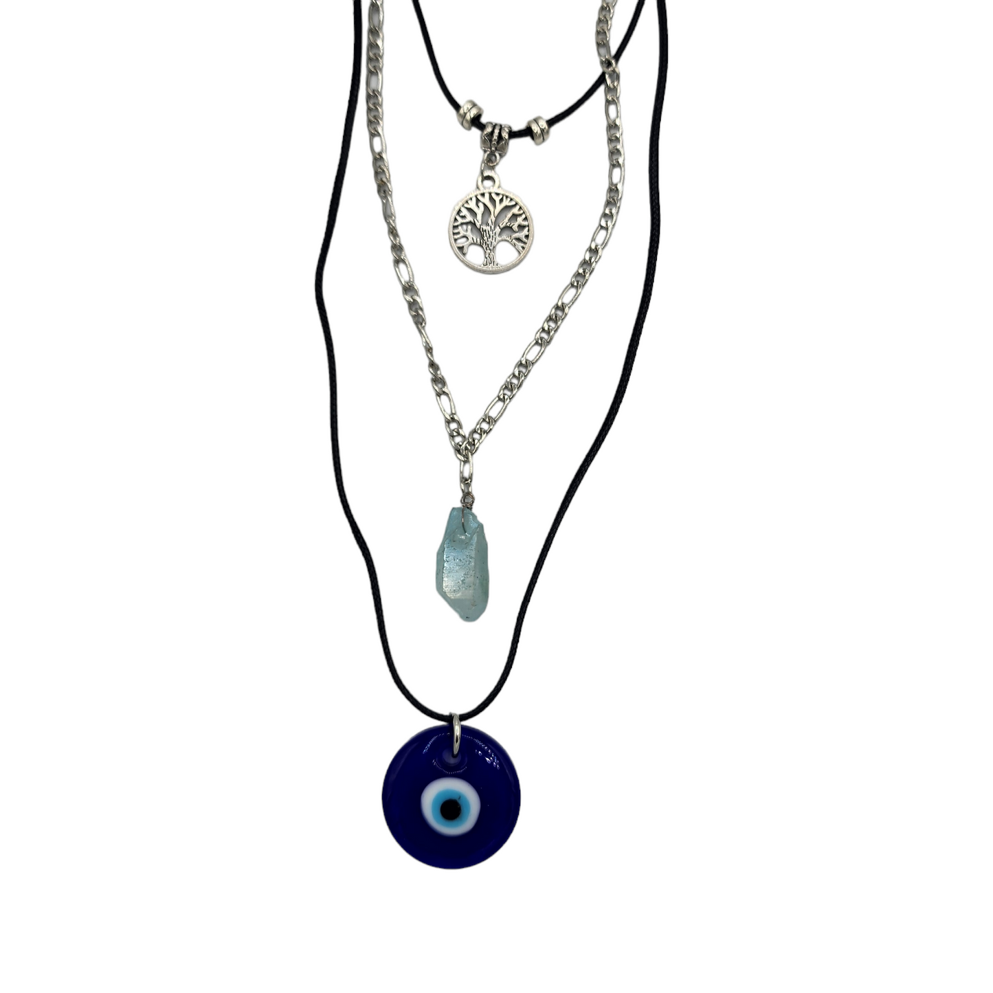 Ojo Evil Eye Triple Layered Adjustable Necklace