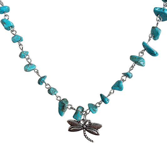 Dragonfly Crystal Chip Necklace