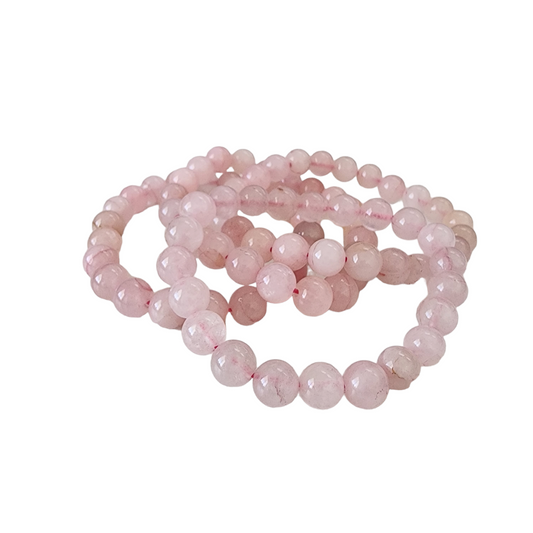 Rose Quartz Bracelet | Natural Crystal Stone Bead Stretch Bracelet