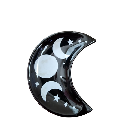 Celestial Crescent Triple Moon Trinket Ceramic Dish