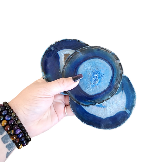 Blue Geode Coasters 4"-4.5" Round Agate Slices