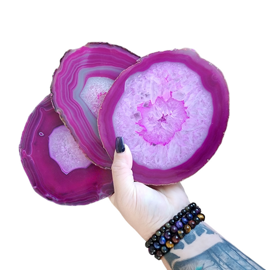 Purple Pinkish Geode Coasters 5.5"-6.5" Round Agate Slices