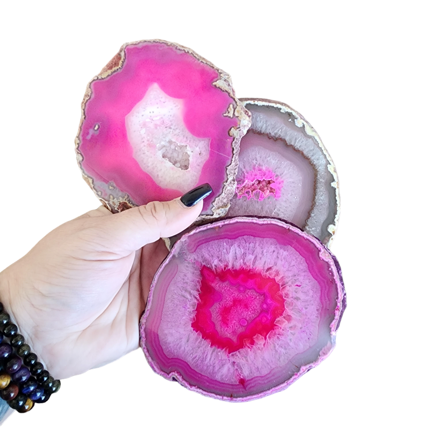 Pink Geode Coasters 4"-4.5" Round Agate Slices