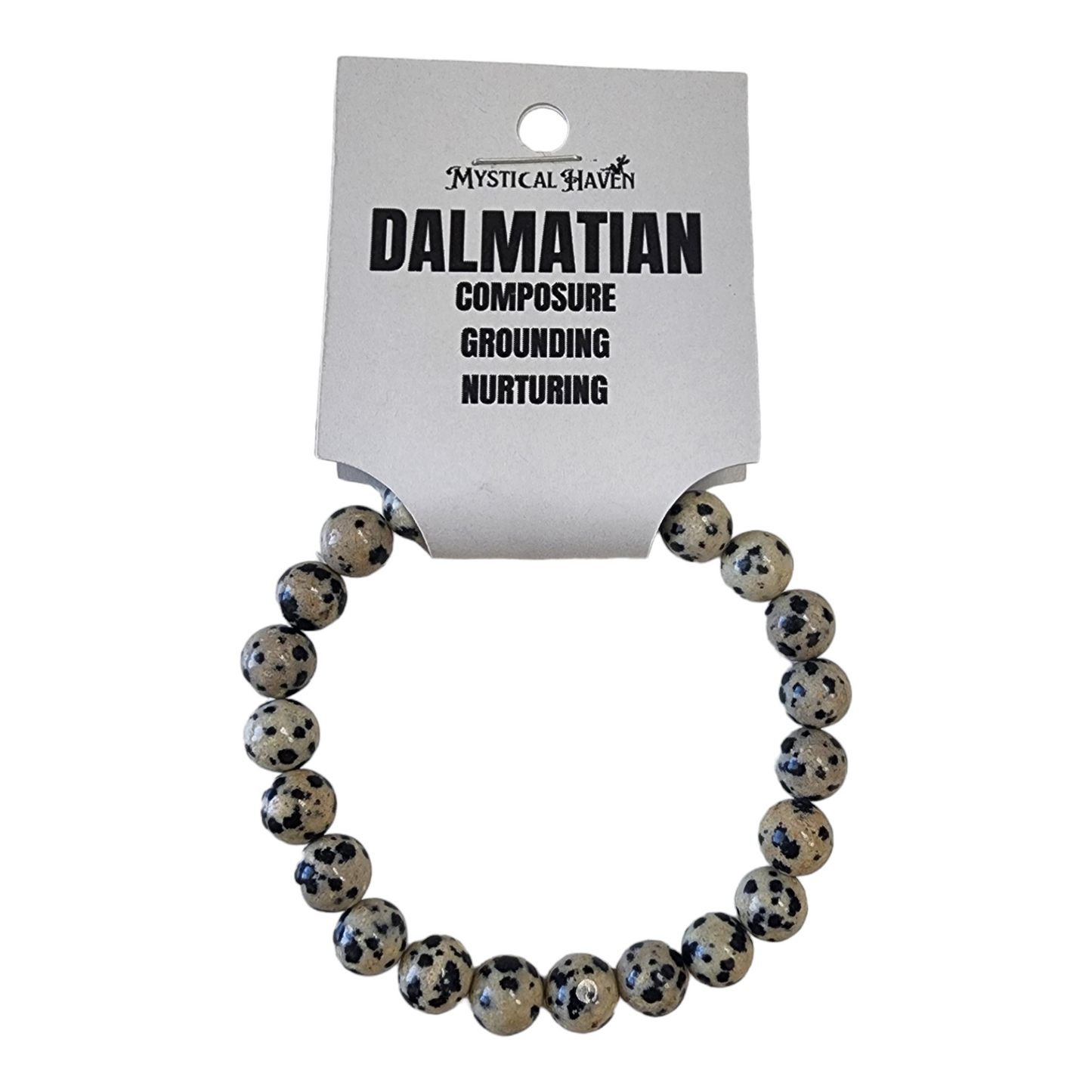Dalmatian Jasper Bracelet | Natural Crystal Stone Bead Stretch Bracelet