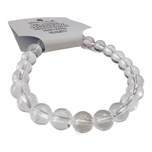 Clear Quartz Bracelet | Natural Crystal Stone Bead Stretch Bracelet