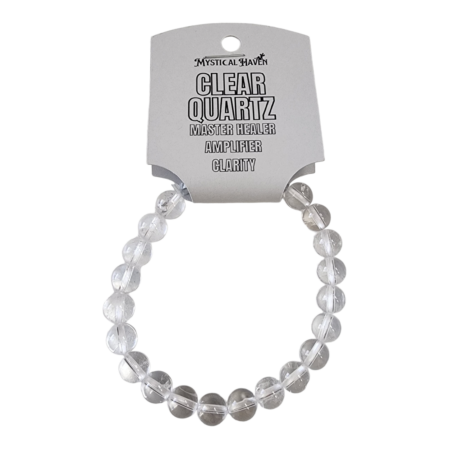 Clear Quartz Bracelet | Natural Crystal Stone Bead Stretch Bracelet