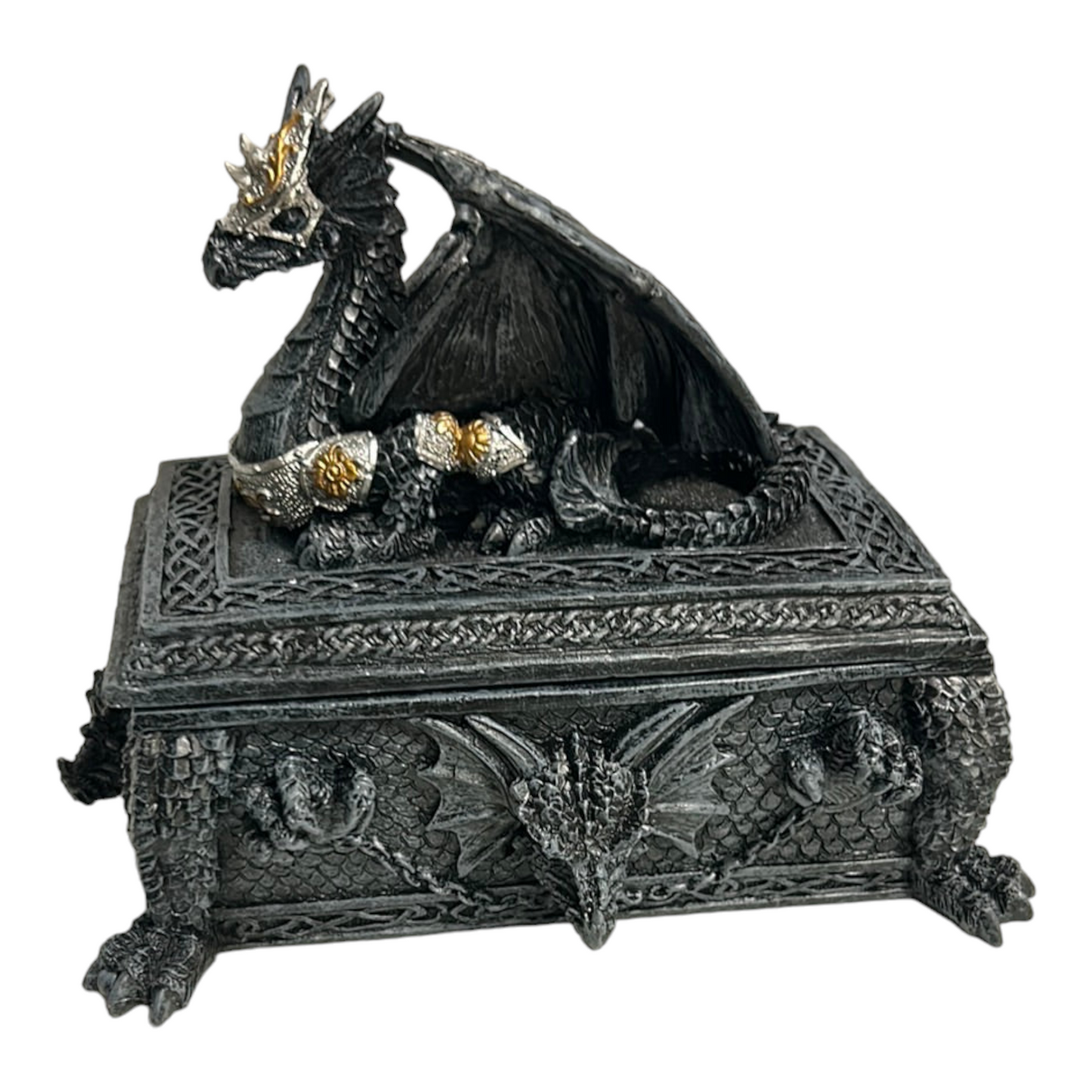 Black Dragon w/ Silver Armor Stash Box